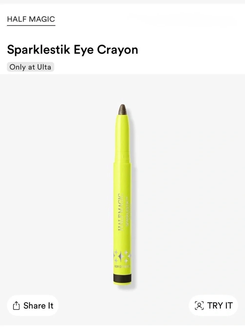 New Half Magic Sparklestik Eye Crayon shade Noir or Never